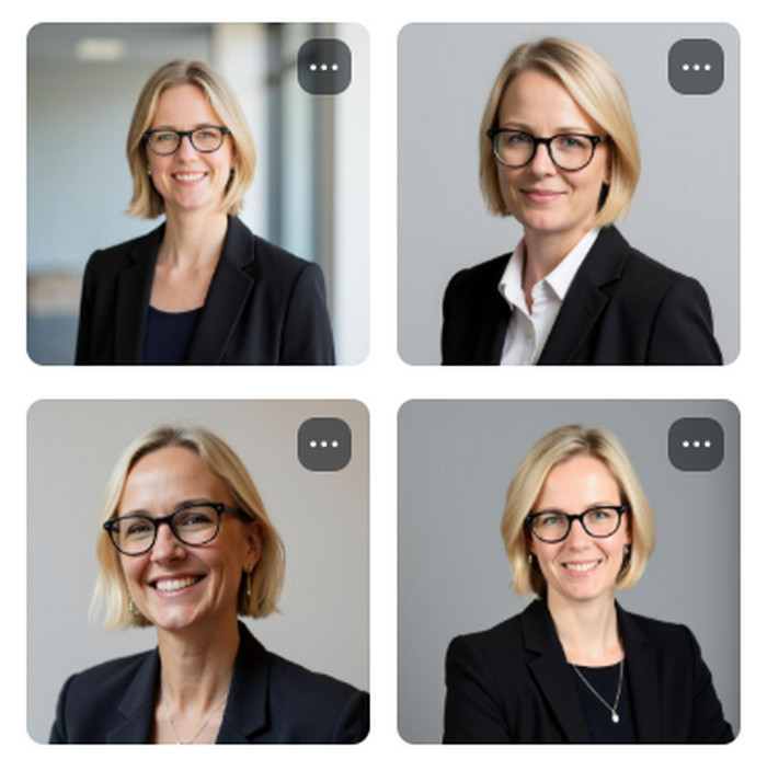 Generierten Ergebnisse von Canva AI Face Generator
