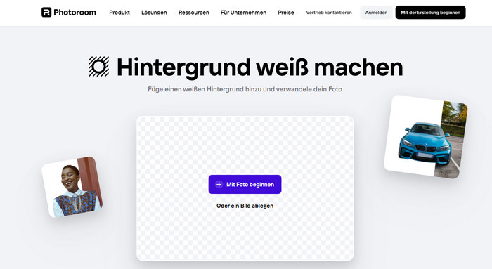 Hintergrund mit Photoroom weiß machen