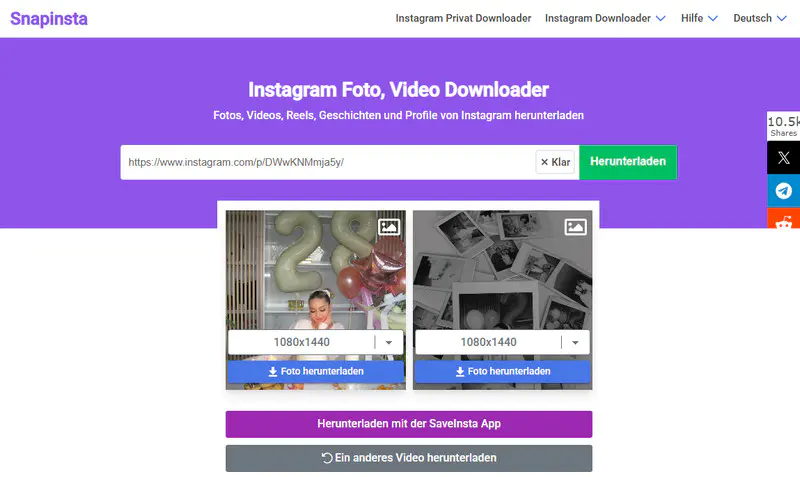 Snapinsta Instagram Bilder Downloader