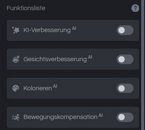 Funktionsliste auswählen