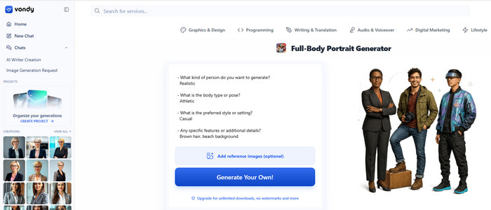 Vondy Full Body Portrait Generator