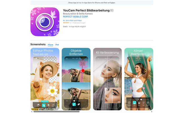 Foto-Hintergrund mit YouCam Makeup weiß ändern
