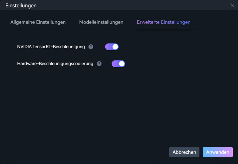 Erweiterte Einstellungen