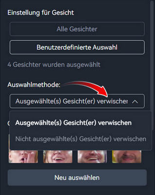 Auswahlmethode anpassen
