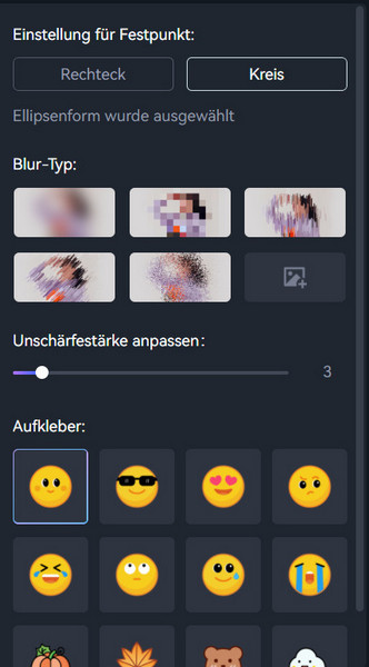 Einstellung für Festpunkt
