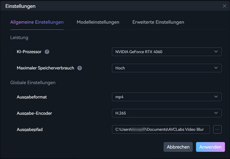 Allgemeine Einstellungen